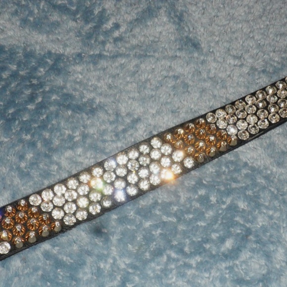 Black Leather Silver/Gold Bling Western Belt main image 7